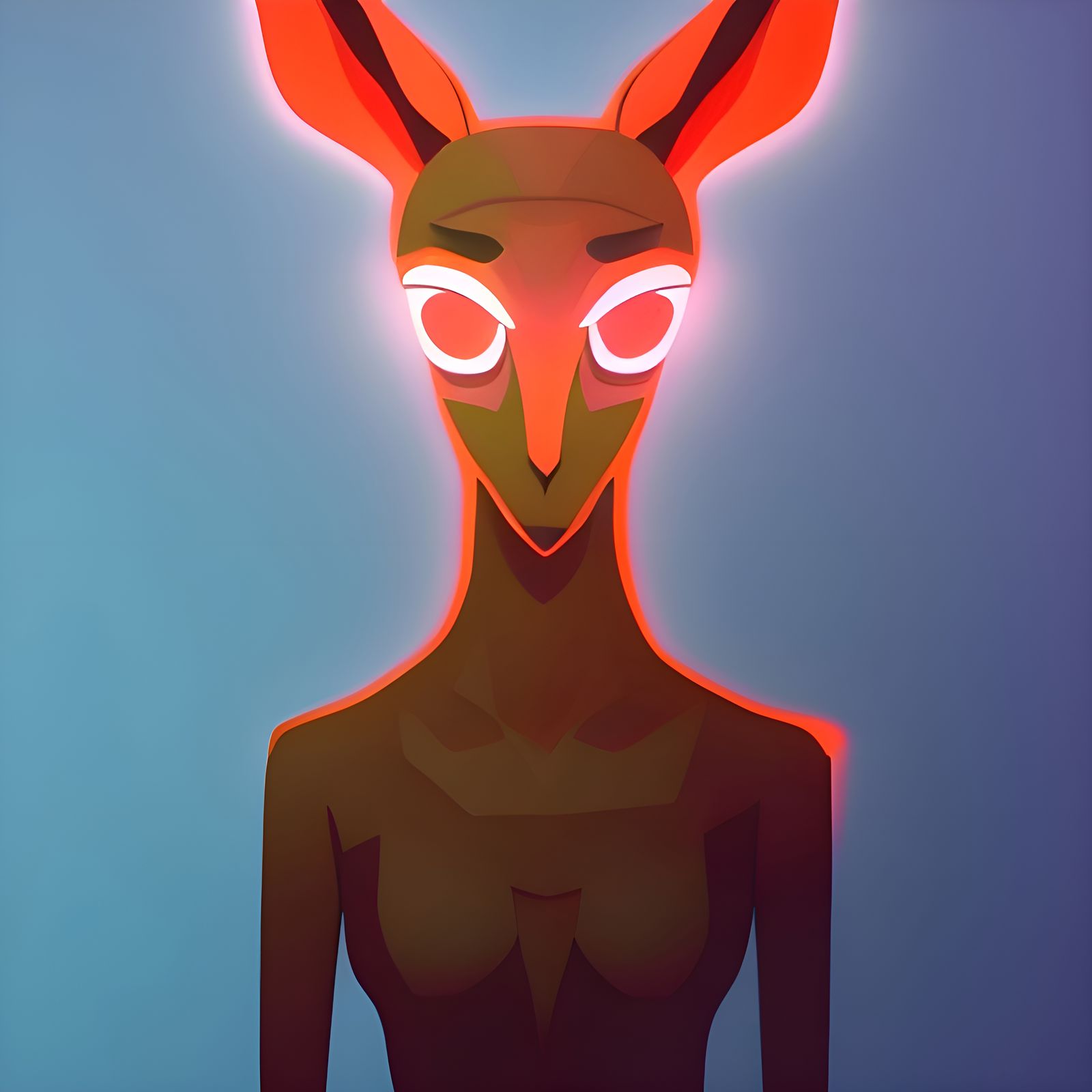 Dystopian Gazelle Portrait in 8-bit Brutalist Style