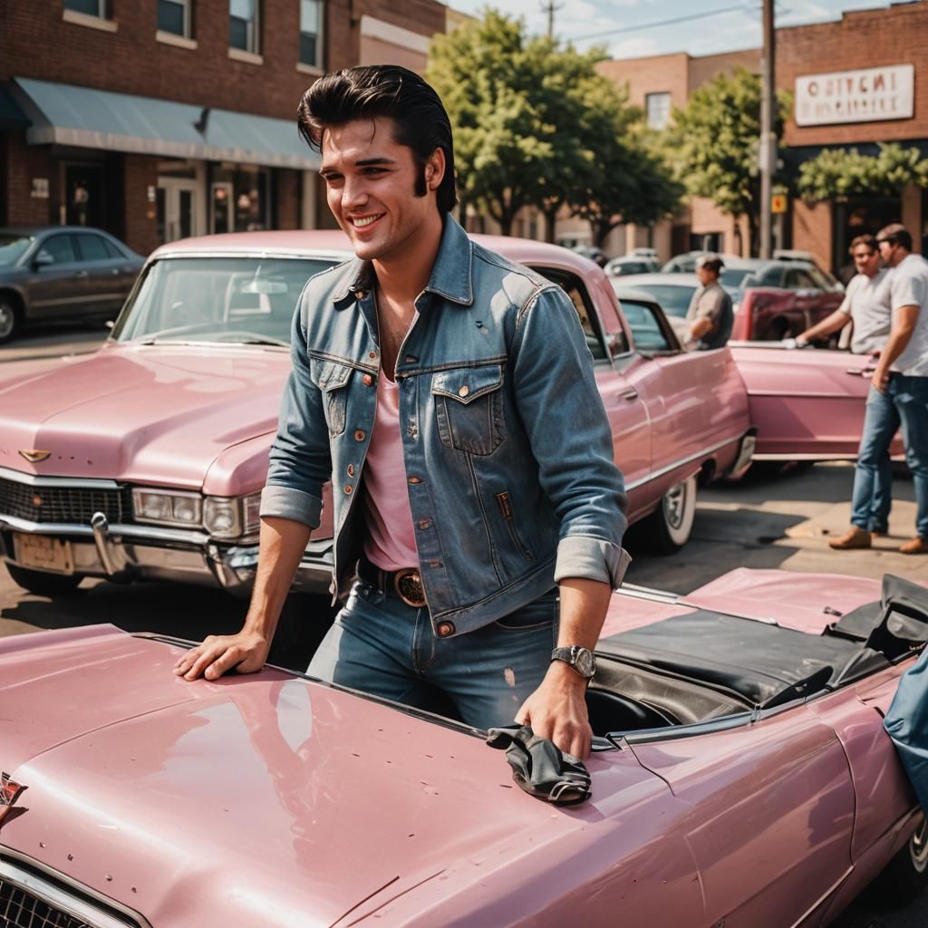 Elvis's Cadillac Washed on a Memphis Street
