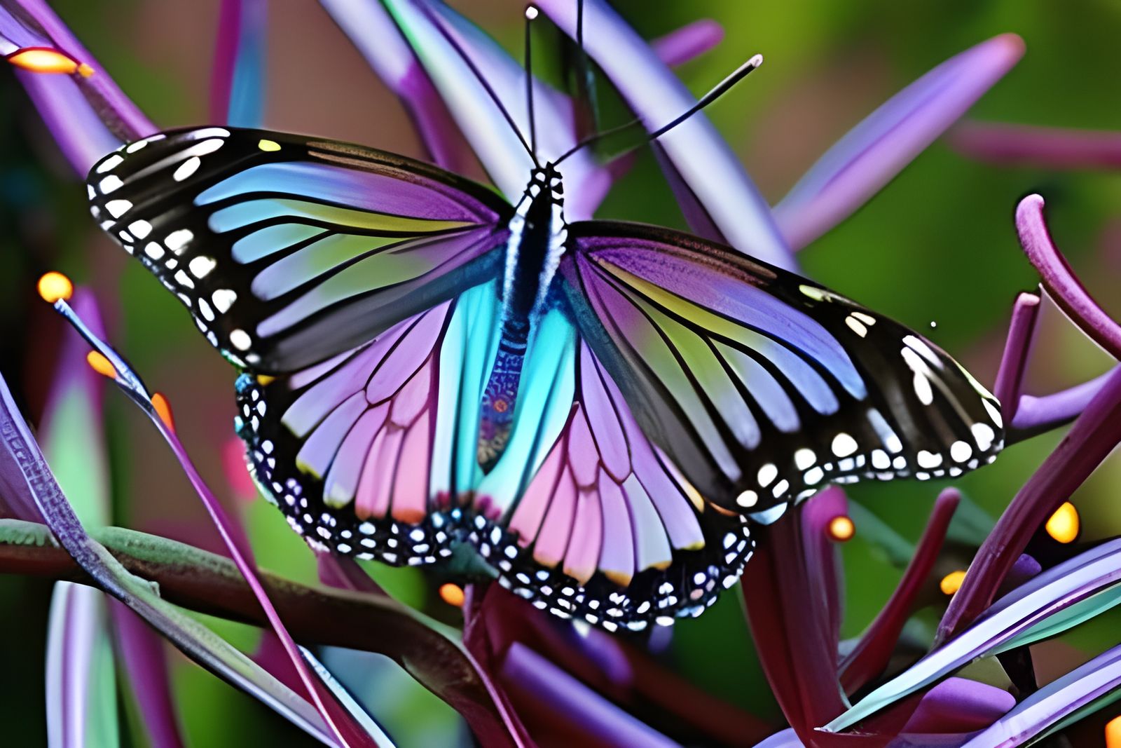 Cosmic Neon Butterfly in Dynamic Lighting