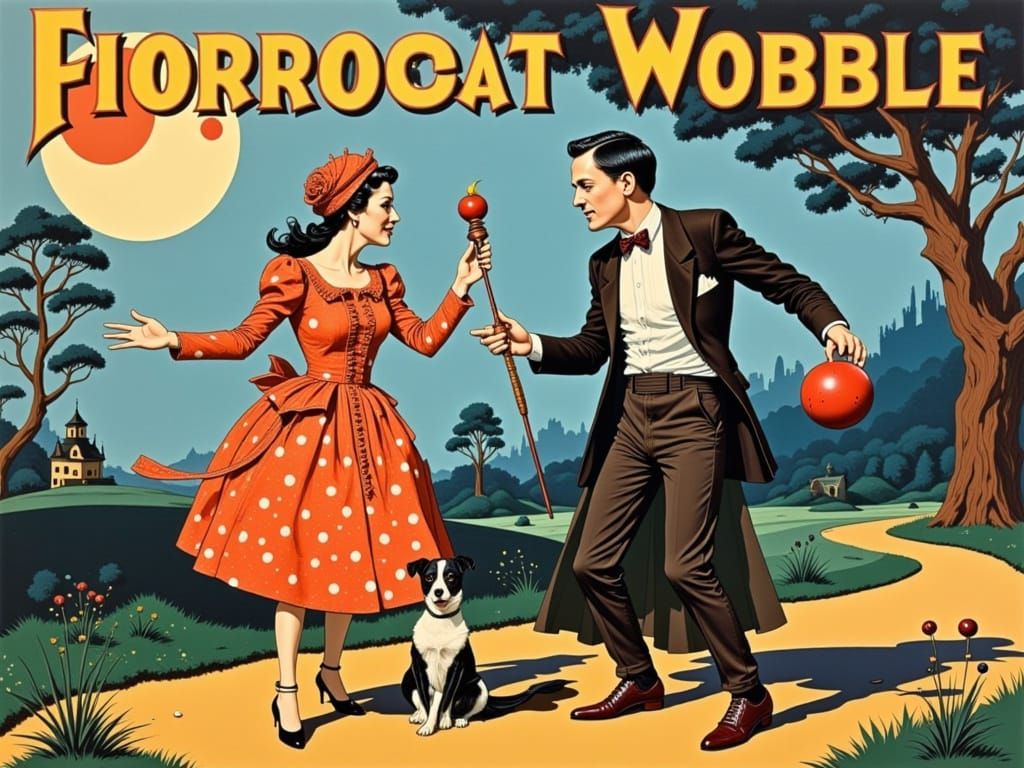 Whimsical Garden Scene in Rococo Horrorcore Style