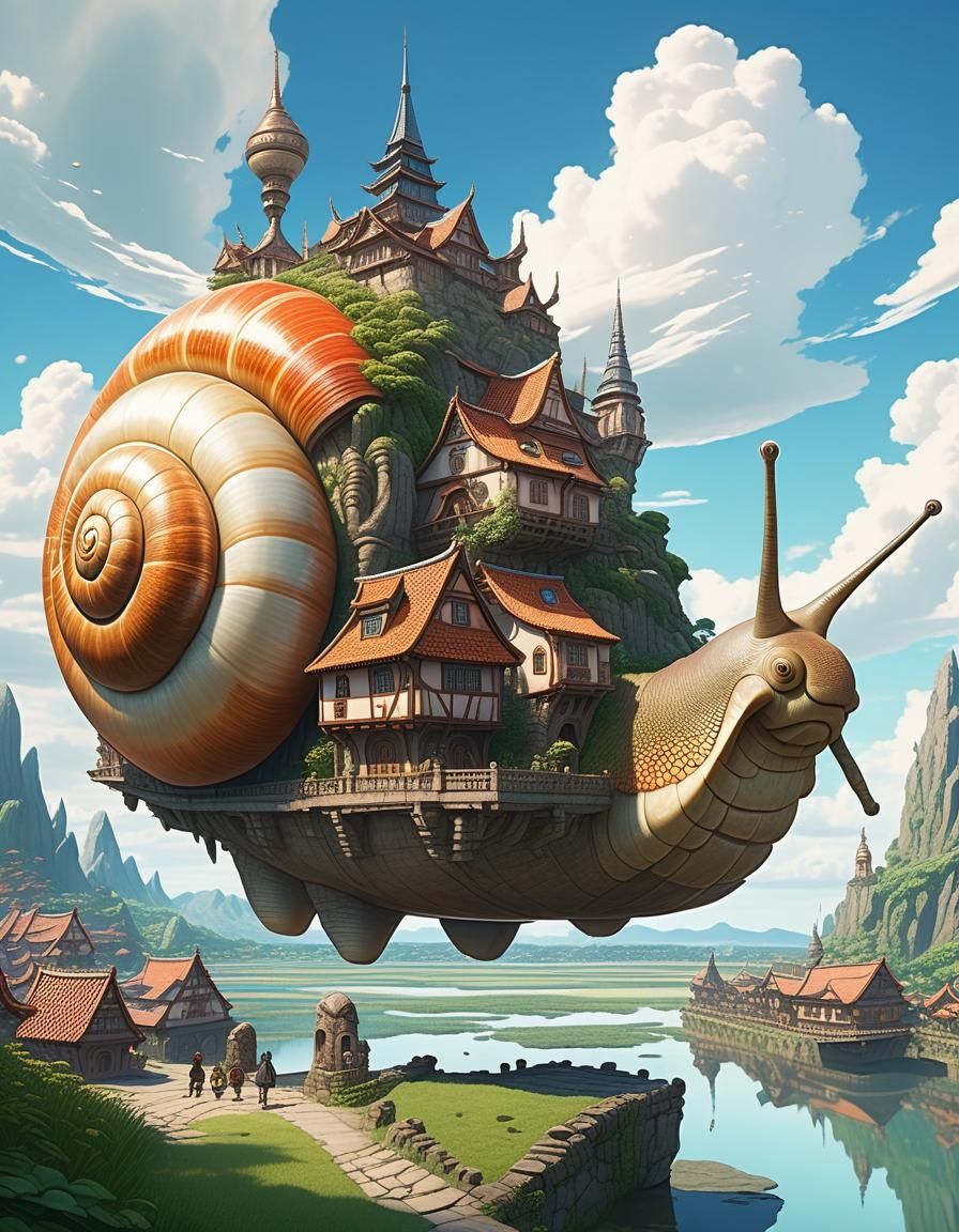 Fantasy Village on Giant Snail Shell