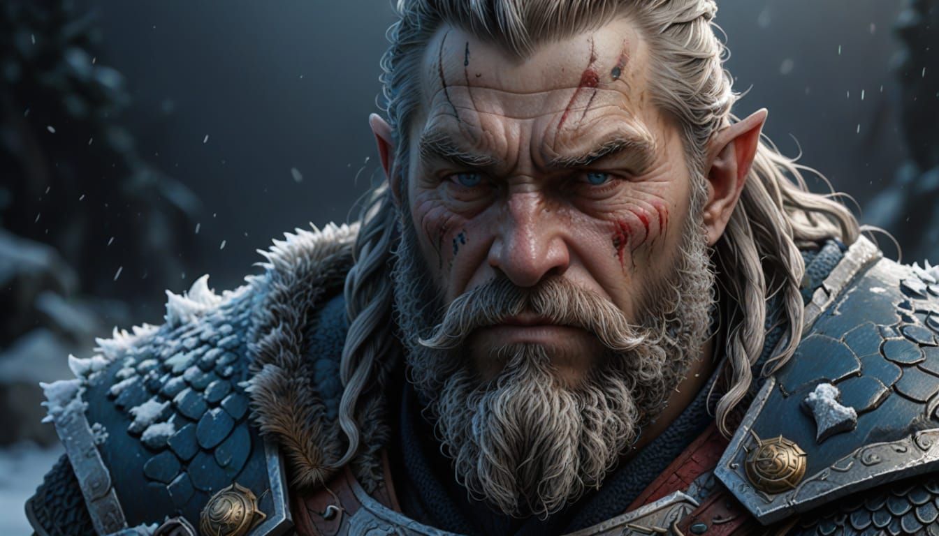 Viking Warrior with Tiny Dragon, Digital Art