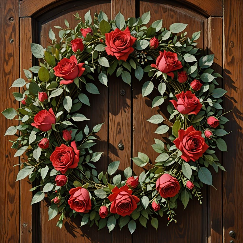 Romantic Christmas Wreath in Impressionist Style