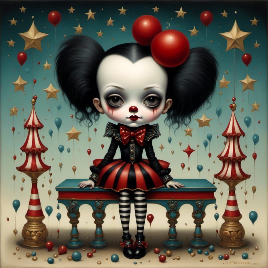 Gothic Circus Clown in Mark Ryden Style