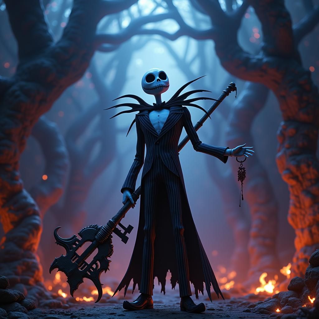 Jack Skellington in 80s Dark Fantasy Realm