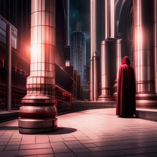 Sith Warrior with Mask on Coruscant at Night