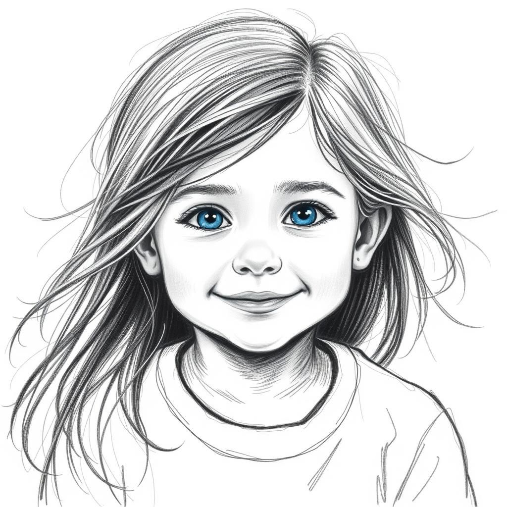 Two-Year-Old Boy with Flowing Hair: Charcoal Sketch