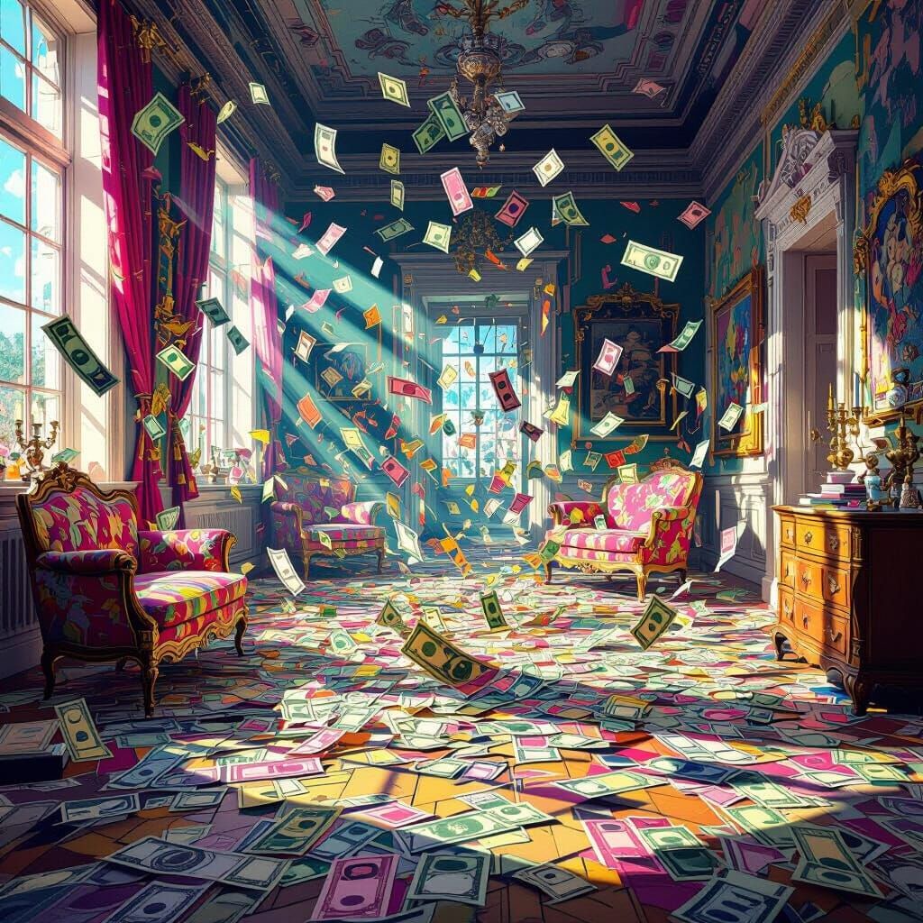 Surreal Room of Wasted Money in Dalí Style