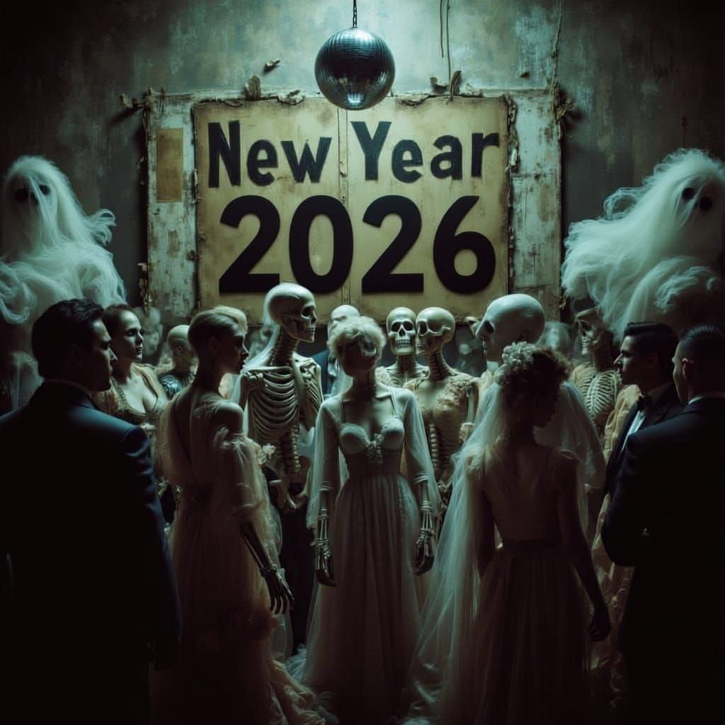 Ethereal Ghosts Haunt a Tattered New Year's Eve Ball