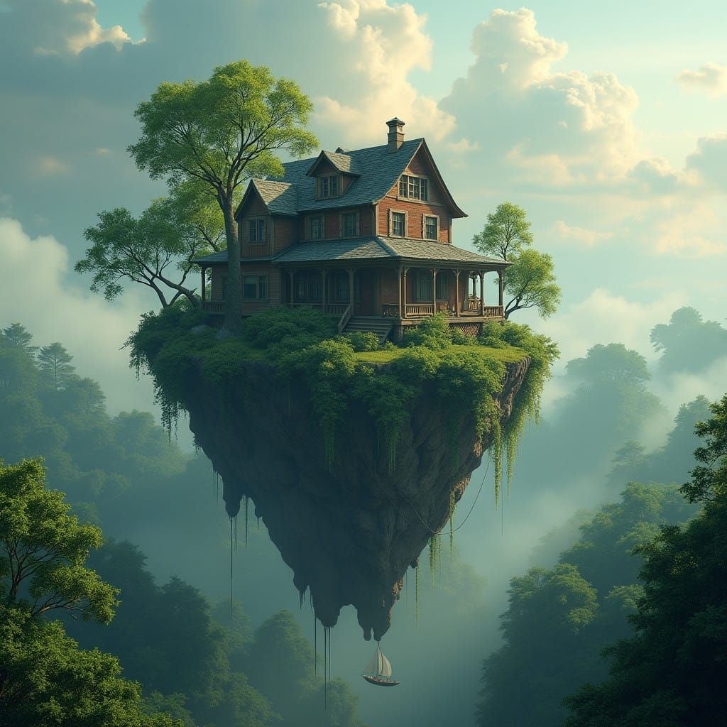 Ethereal Fantasy Island Scene in Vibrant Matte Painting