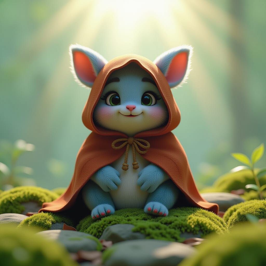 Demonic Makka Pakka on Mossy Stones in 3D