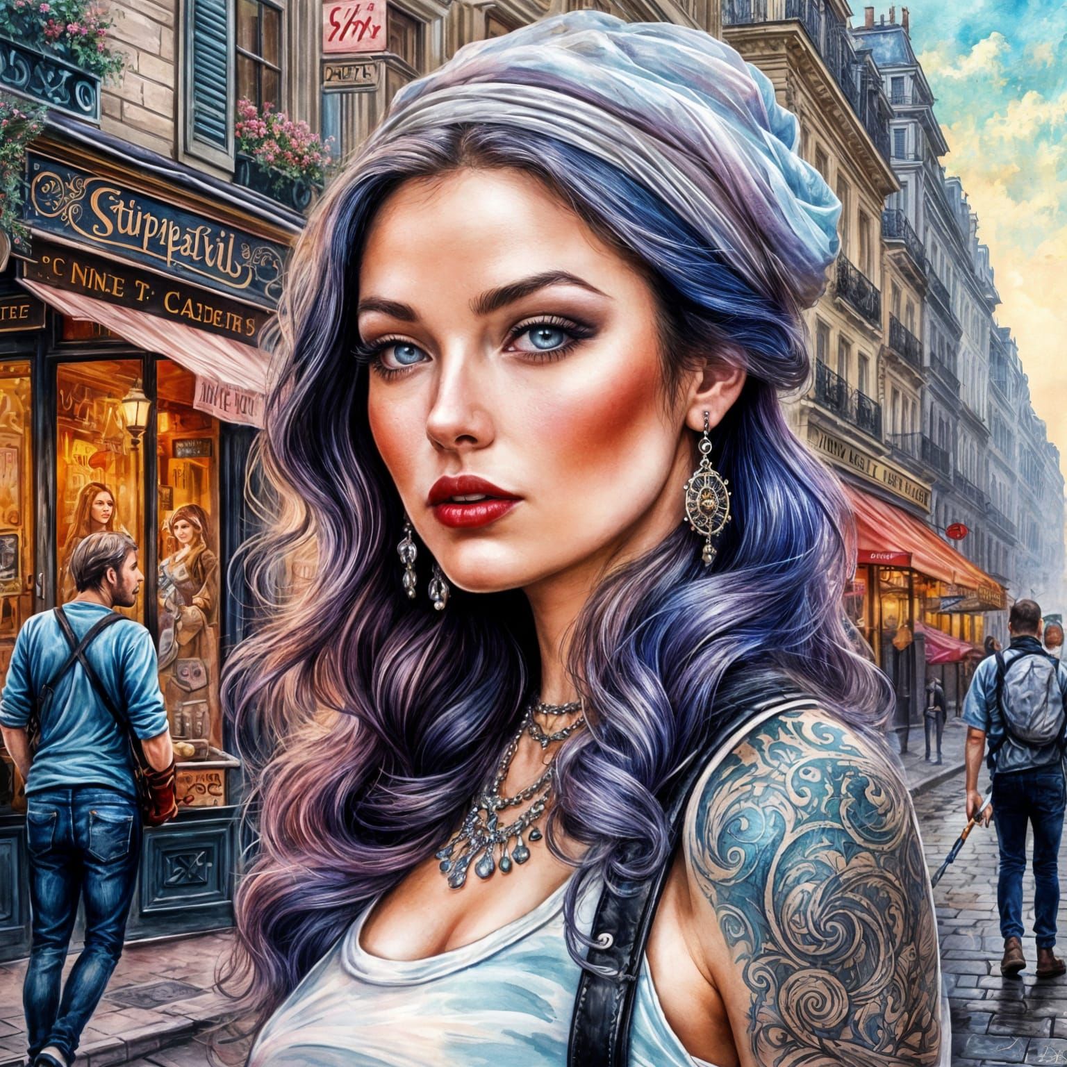 Steppunk tattooed girl