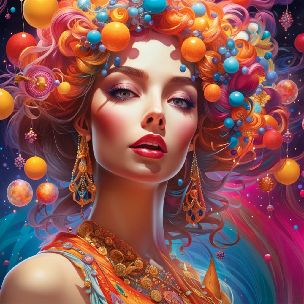 Willy Wonka Goddess in Maximalist Candy Shop