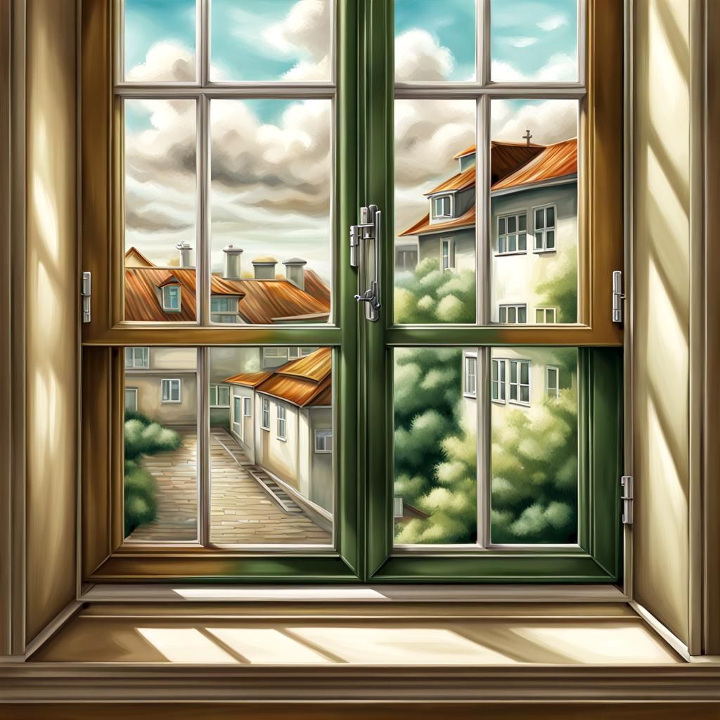 Detailed Window with Oil Painted Airbrush Effect