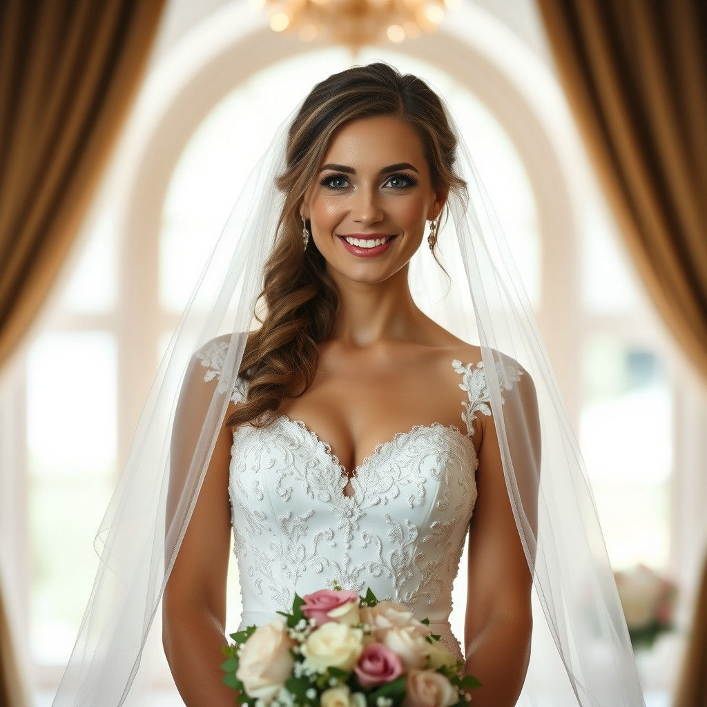 Radiant Bride Portrait in White Wedding Dress