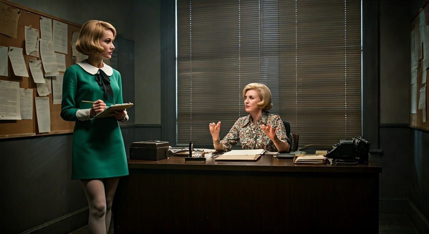 1960s Widescreen Horror Film Still with Film Grain