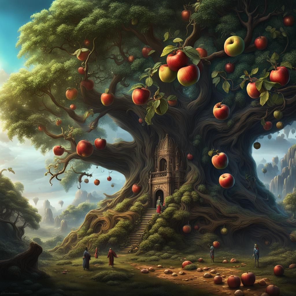 Eve Offers the Apple in Paradise: Fantasy Art