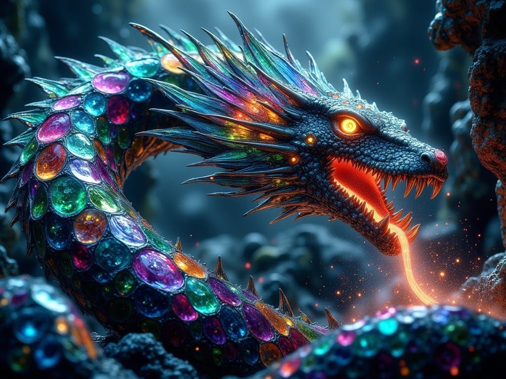 Stained Glass Serpent in Cosmic Void