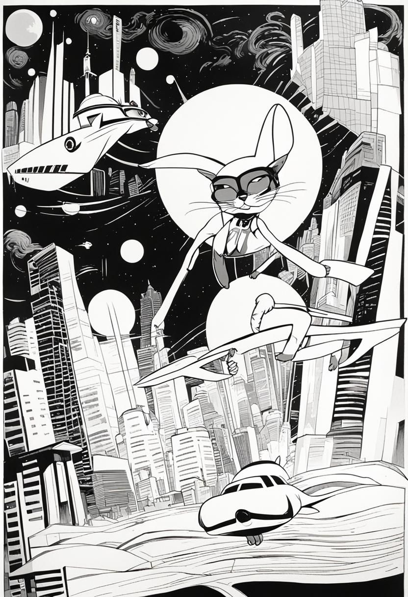 Dame Noor Arrives in Marsport: Art Deco Cityscape