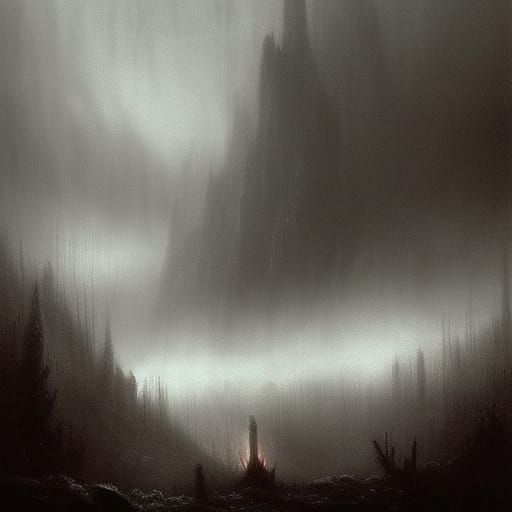 Eerie Misty Landscape in a Horror Aesthetic