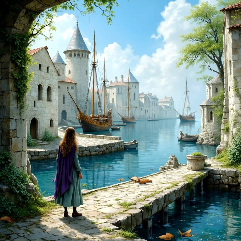 Atmospheric Medieval Ships at Dock in Cozy Style