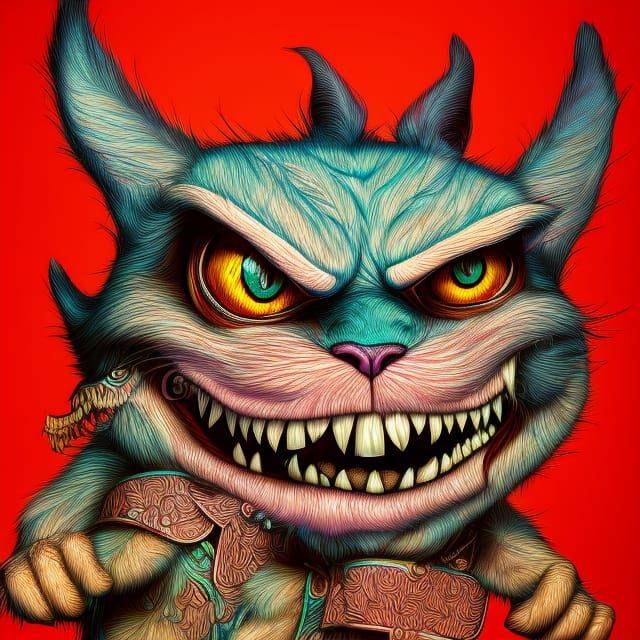 Monster Cheshire Cat Grin in Sendak Storybook Style