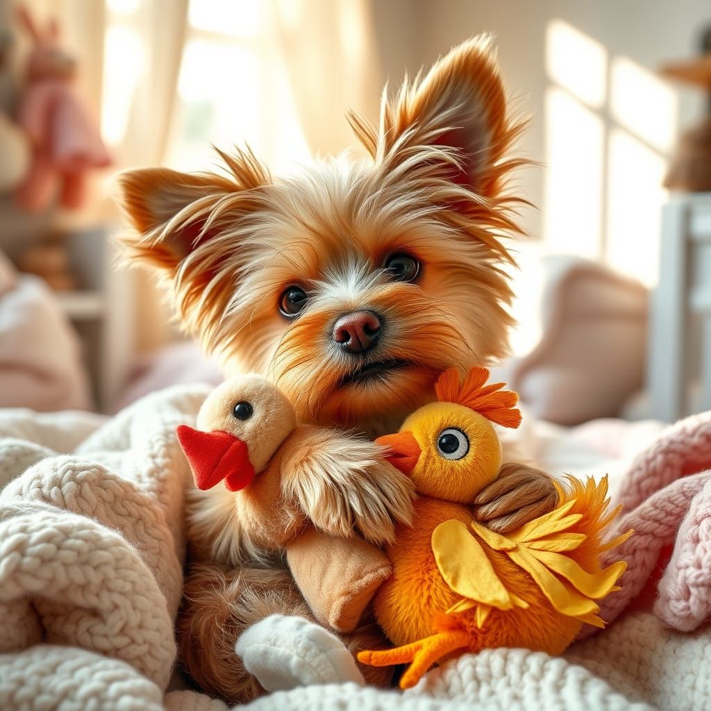 Warm Moment of Joy Between a Silky Terrier and a Baby in a S...