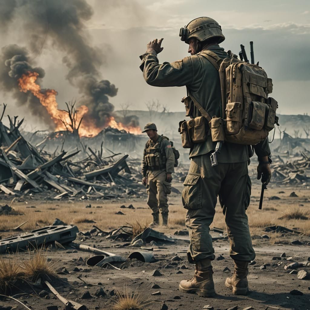 Desolate Battlefield: A Soldier's Cry for Help