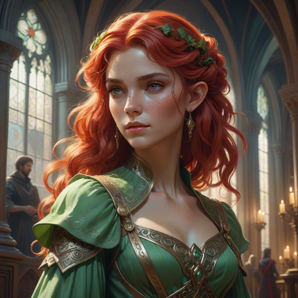 Ethereal Elf Maiden Enters Medieval Hall