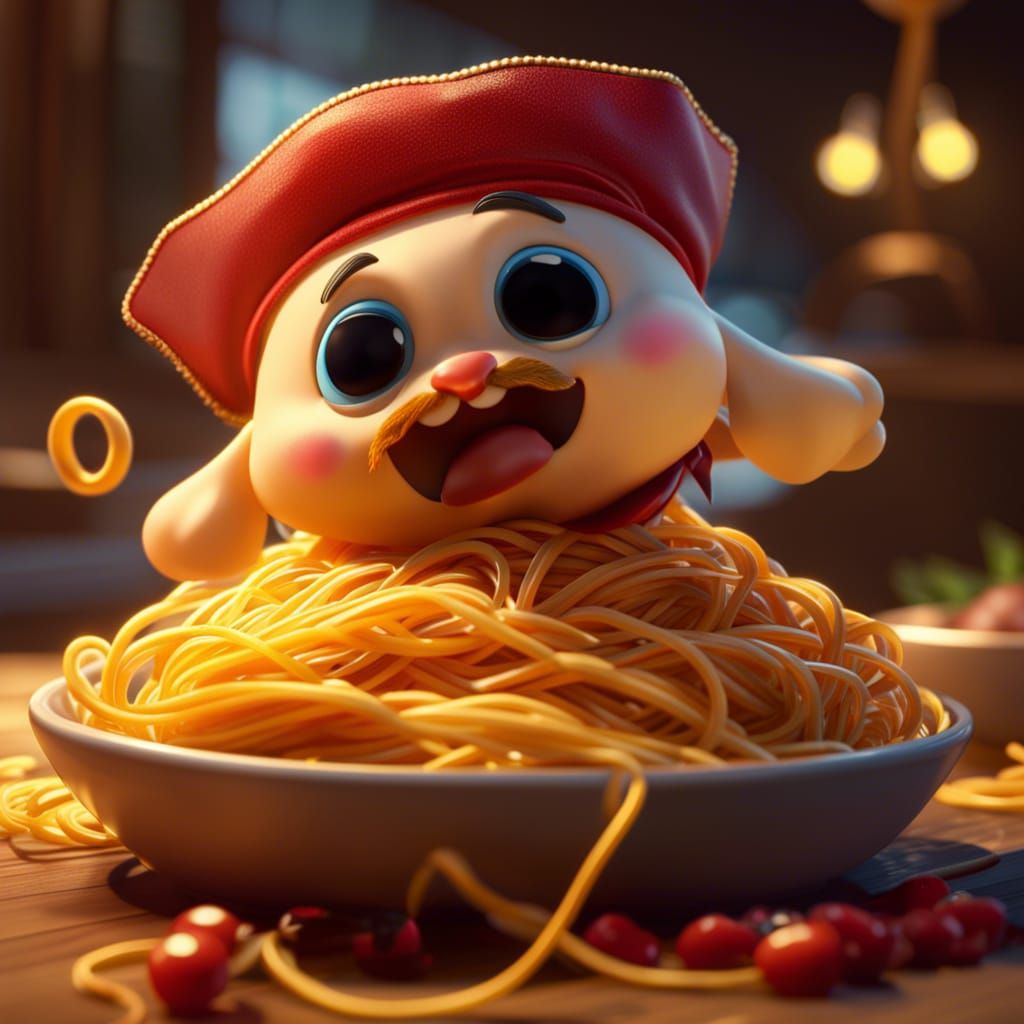 Cute Spaghetti Pirate in 3D Animation Style