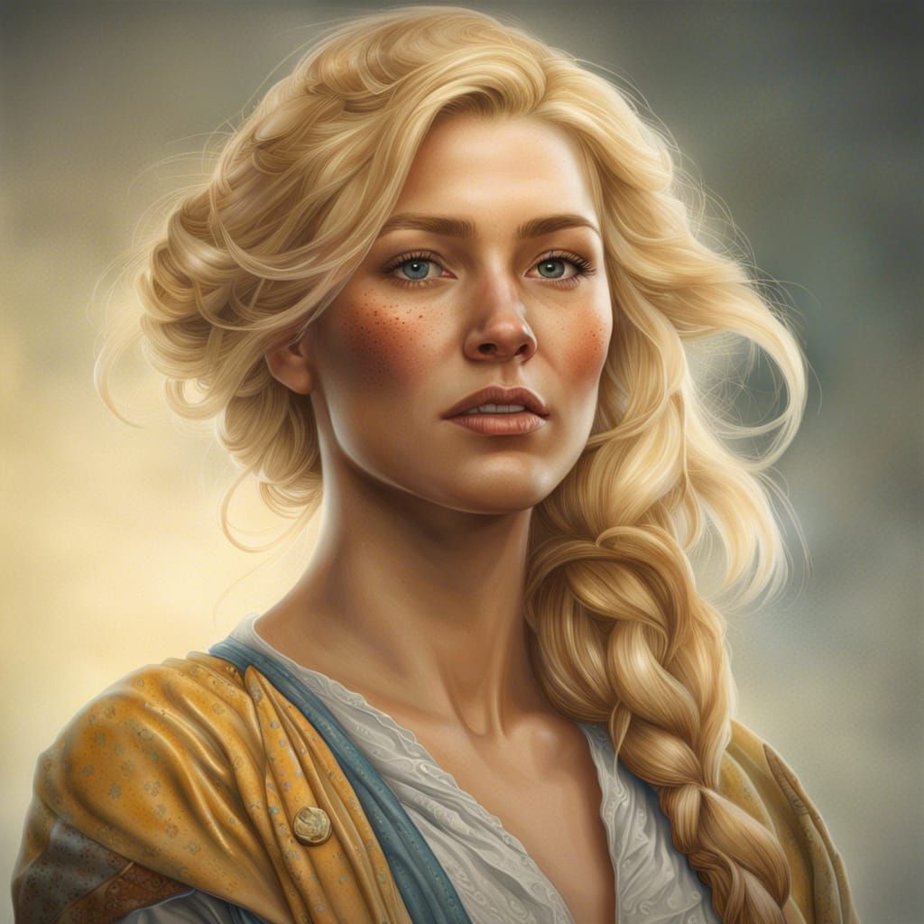 Beautiful Blond Woman Portrait in Hyperrealistic Style