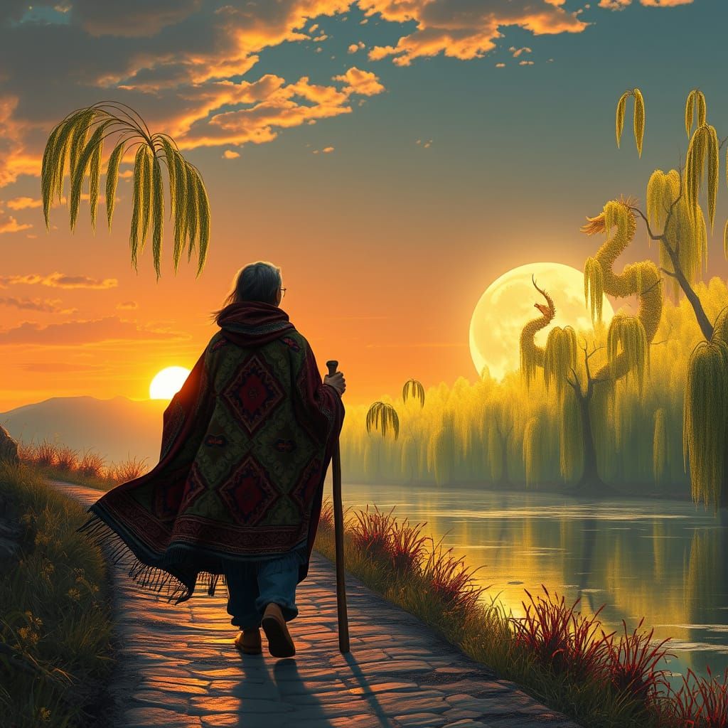 Mystical Traveler in Anatolian Landscape