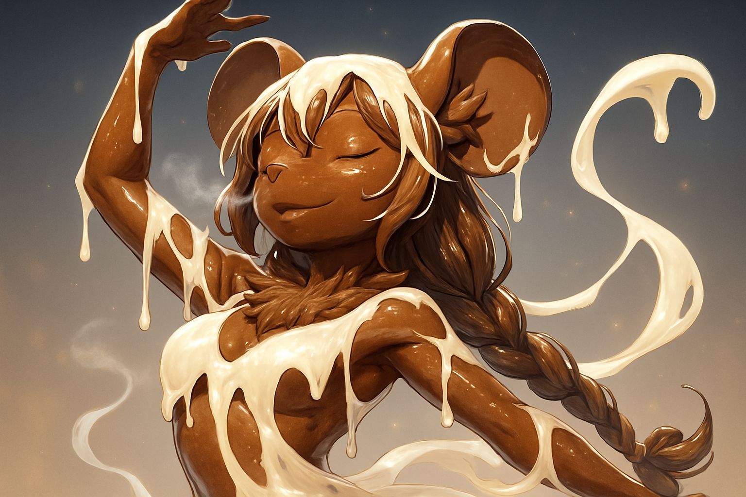 Chocolate Mouse Sculpture in Anime Style