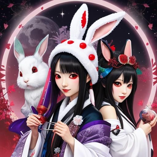 Crimson Trickster with Yuki Onna and Rabbit