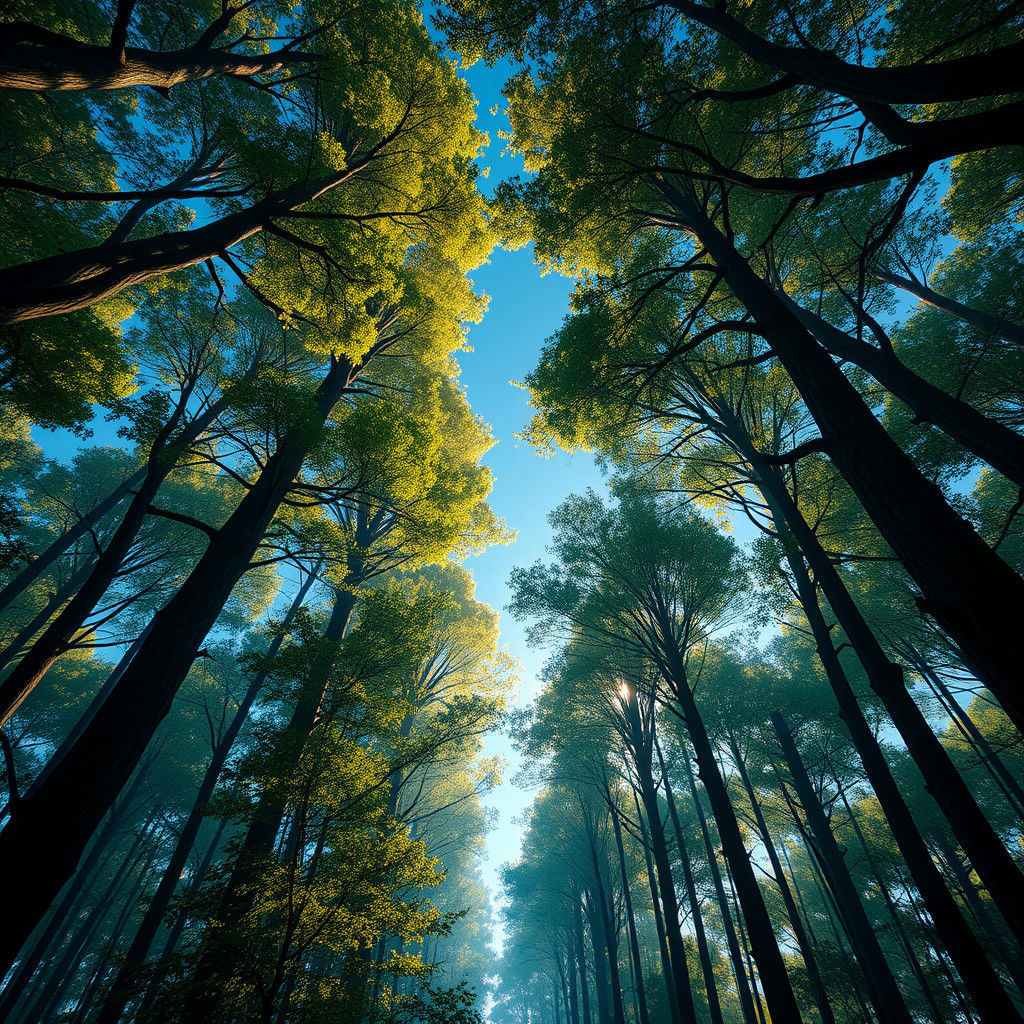 Majestic Forest Aerial View in Matte Painting Style