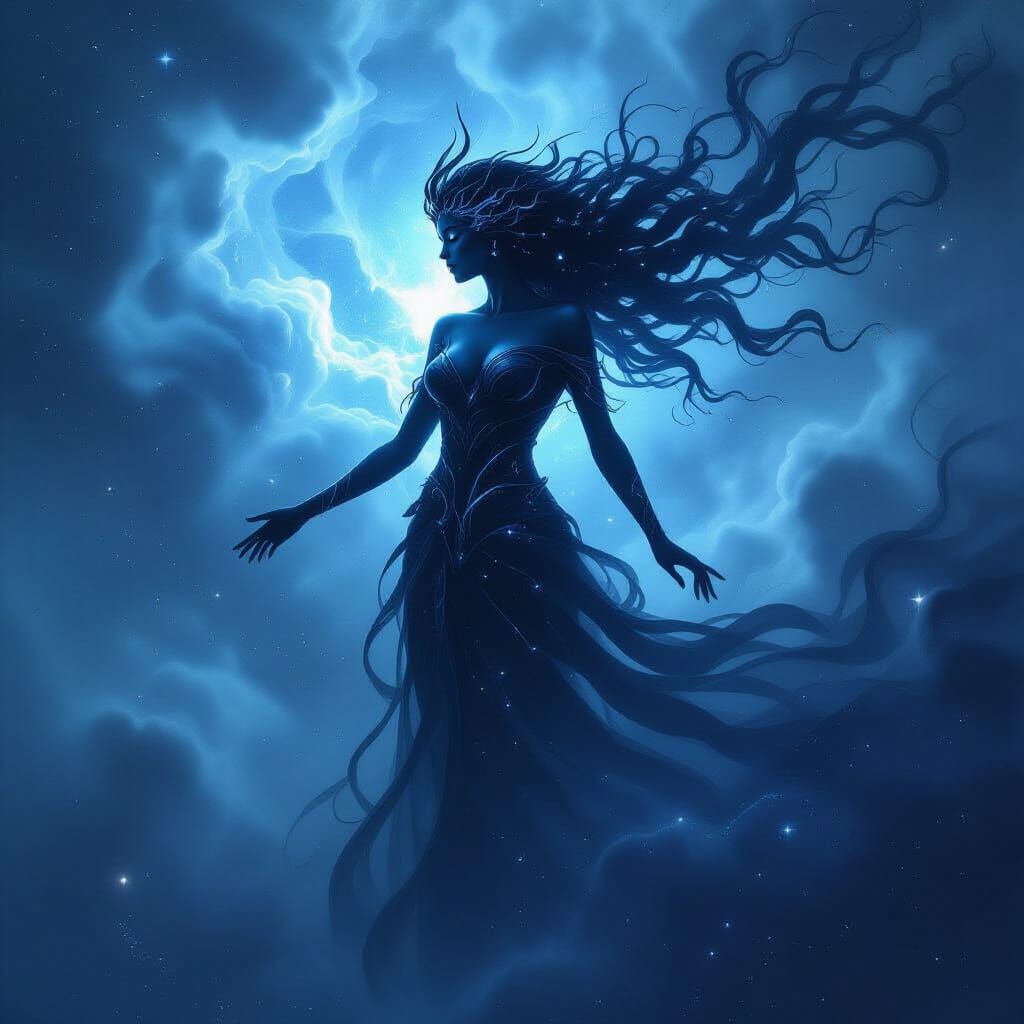 Nyx Goddess of Chaos as Cosmic Nebula