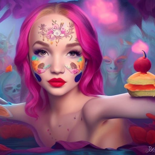 Dove Cameron Celebrates Día de Muertos in Detailed Painting