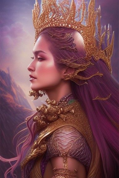 Dragon Princess Portrait with Iridescent Dragonscale Skin