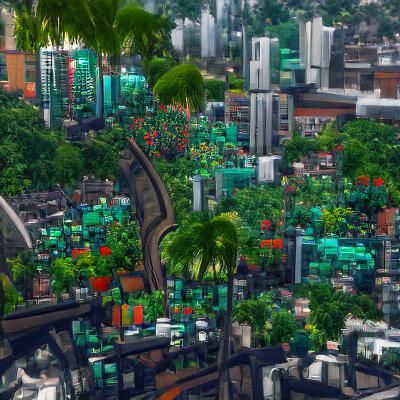 Lush Jungle City: Nature Reclaims Urban Landscape