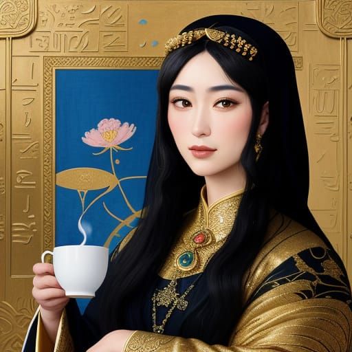 Opulent Japanese Elegance in Klimt Style