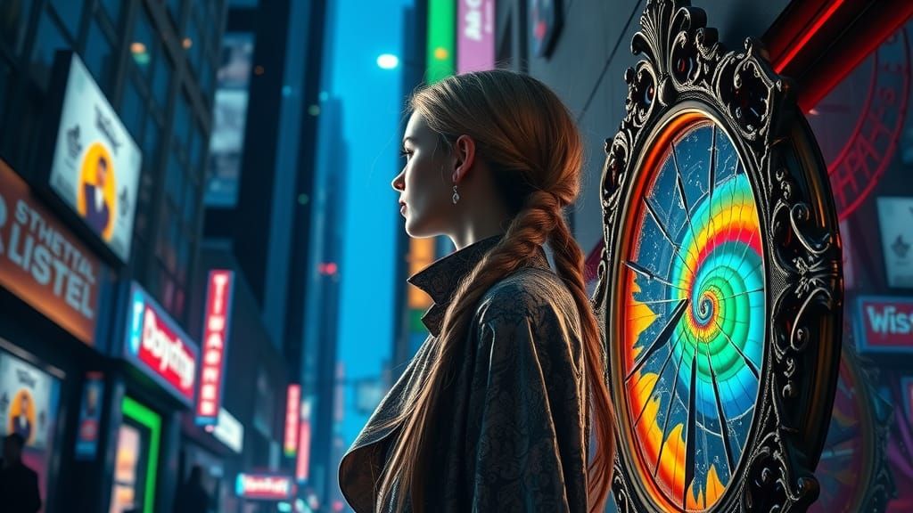 Ethereal Cyberpunk Goddess in Neon Alleyway