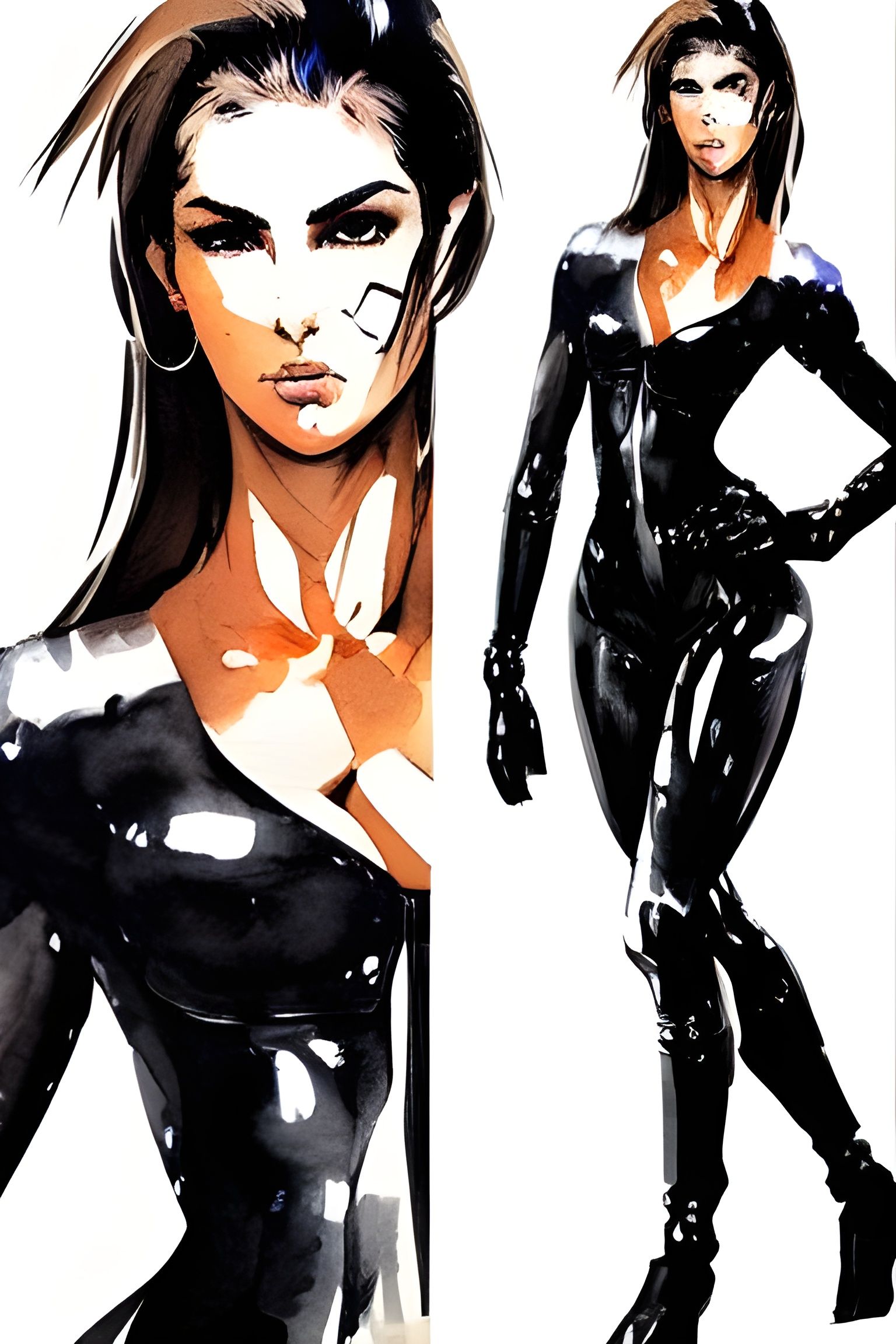 Anime Spy Girl in Black Catsuit