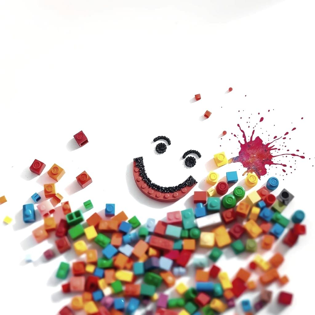 Whimsical Lego Mosaic Radiates Joy on Pristine White