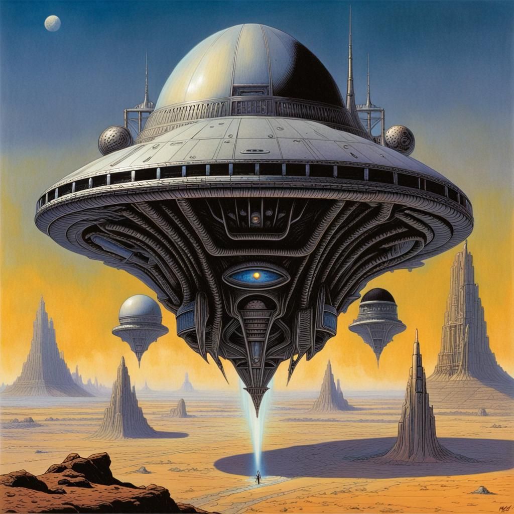 Retro Sci-Fi Rockets with Radiant Rings