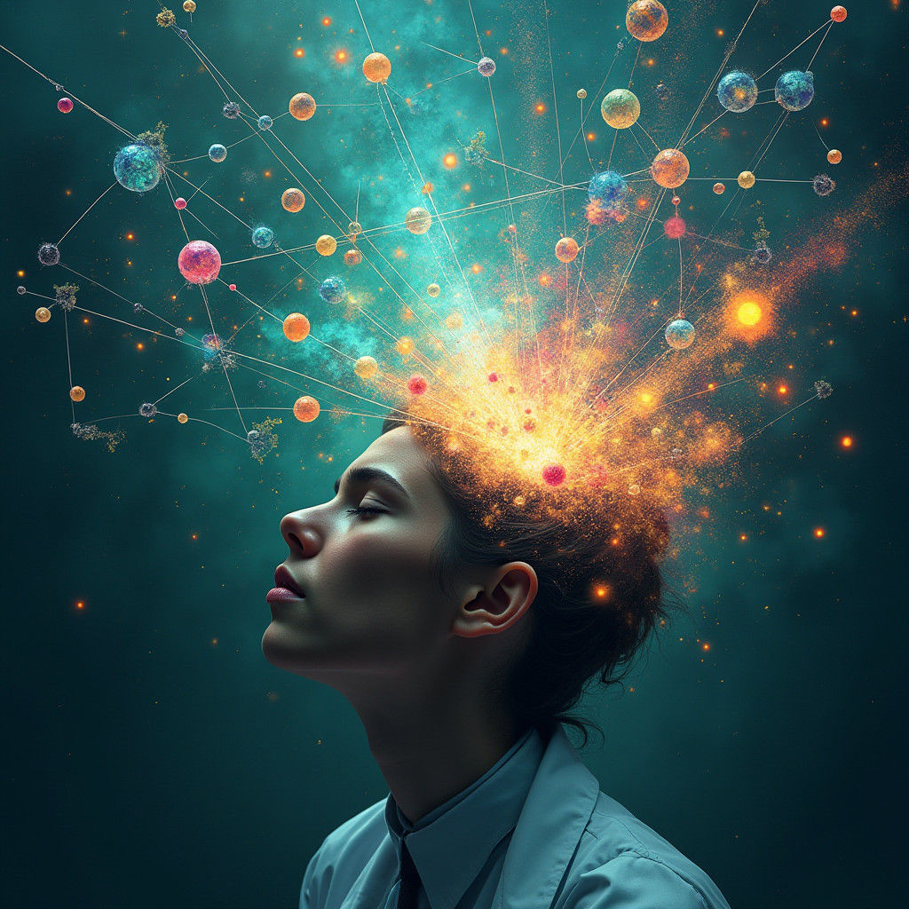 Scientist Contemplating Innovations in Futuristic Landscape