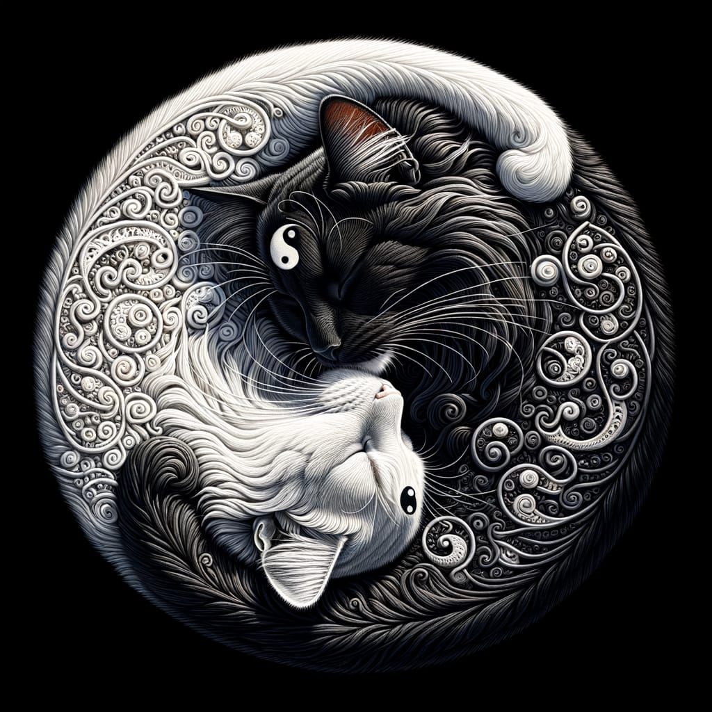 Yin Yang: Mainecoon Cats in Harmonious Balance