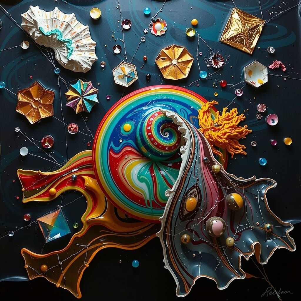 Abstract Swirling Gelato Colors with Bold Stripes