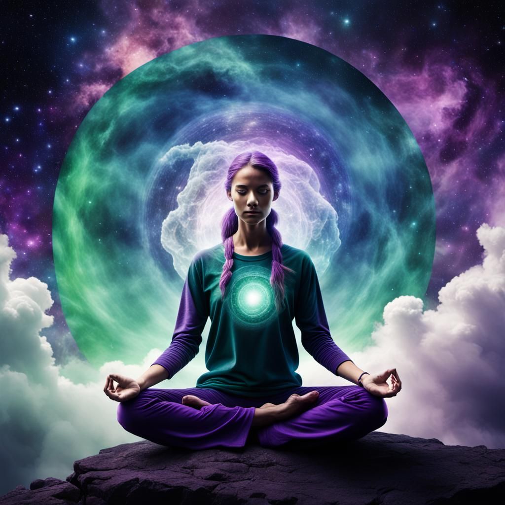 Yoga in Cosmic Setting: Fantasy Concept Art