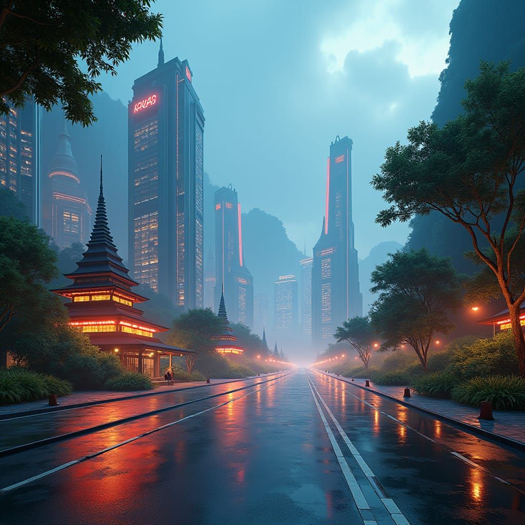 Futuristic Sri Lanka Cityscape, Sci-Fi Concept Art