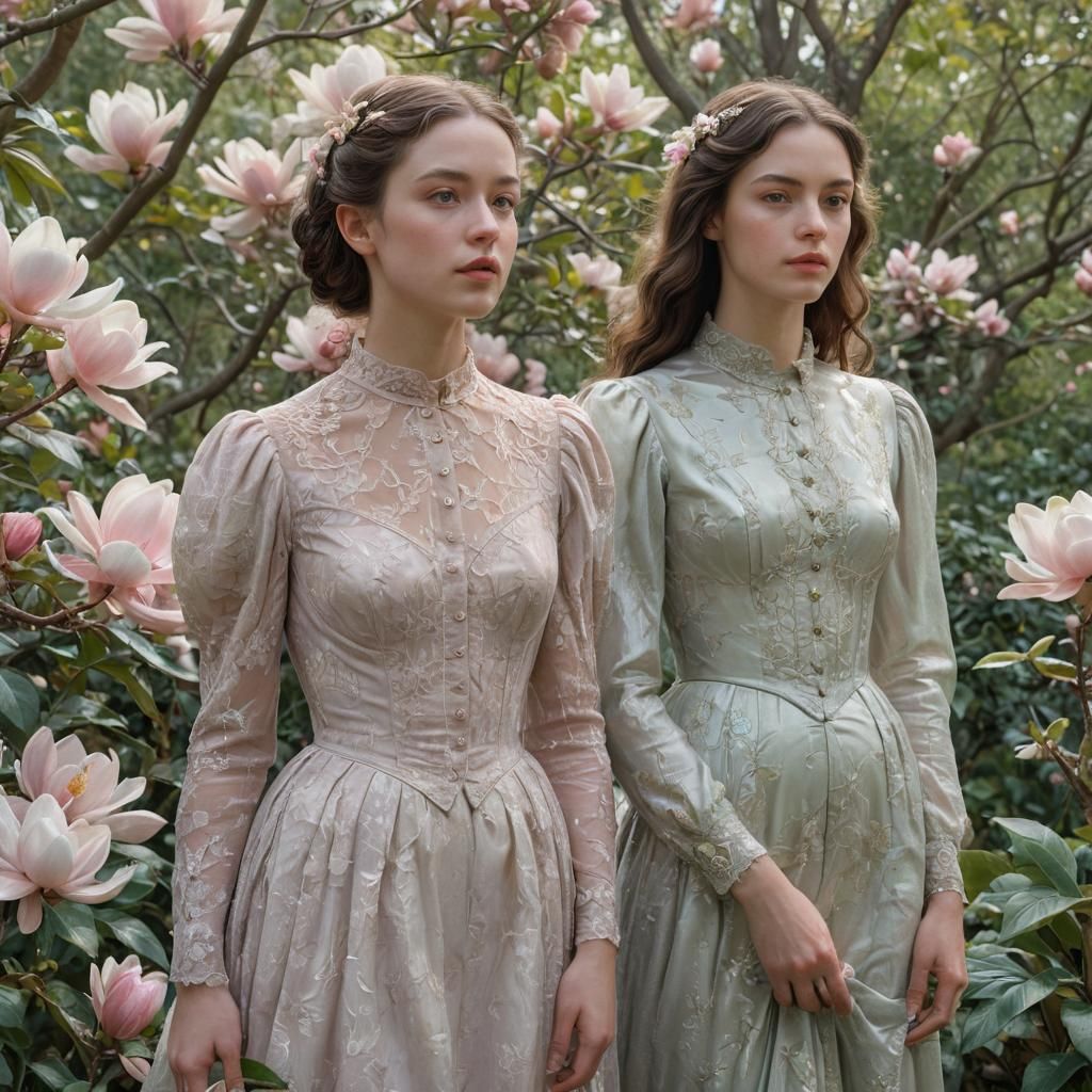 Feminine Portrait in Garden with Pastel Colors